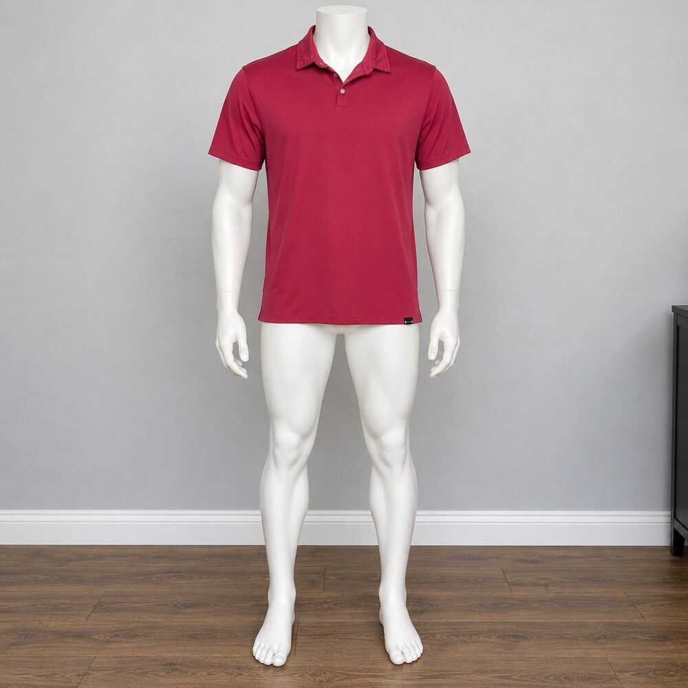 Barbell Apparel Men’s Performance Polo Shirt Medium Red Stretch Athletic Golf